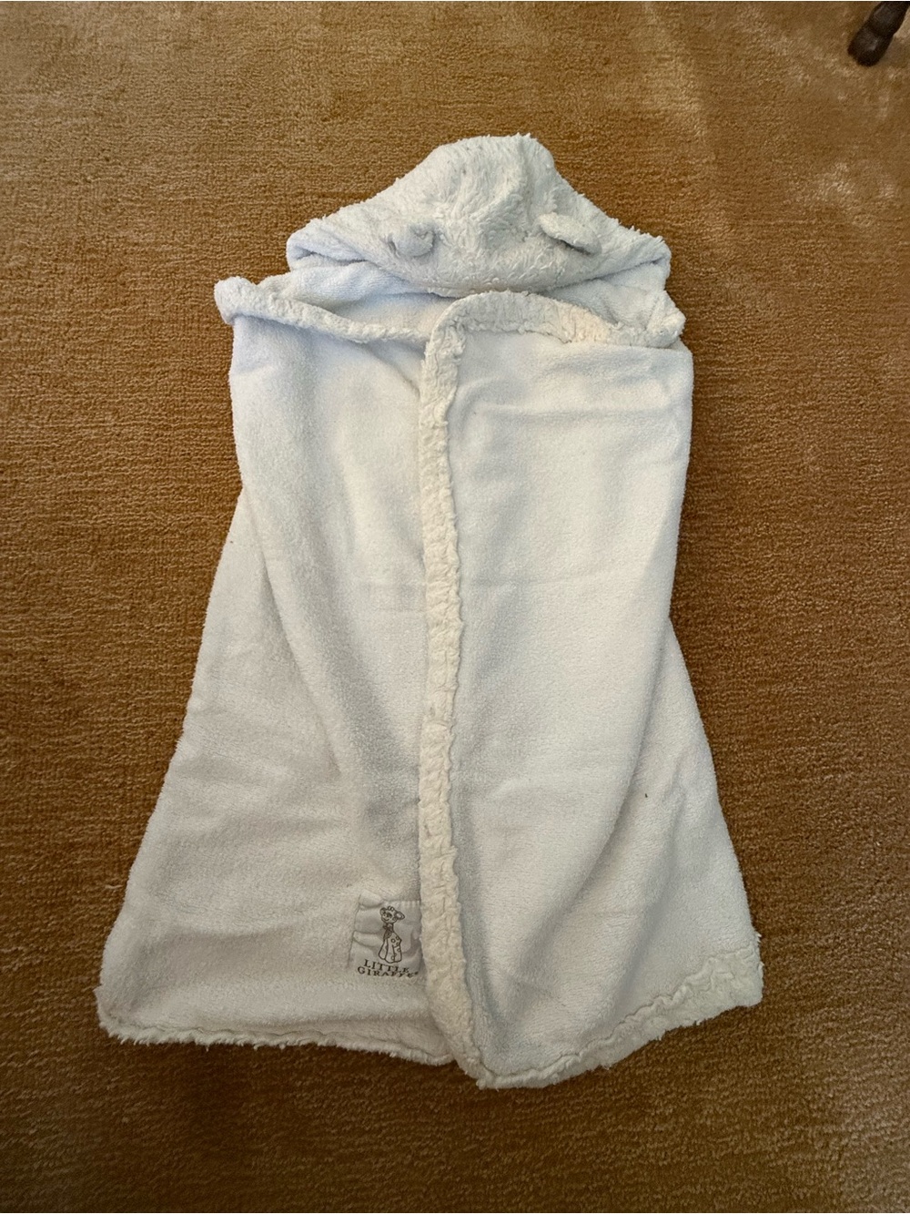 Plush White Hooded Baby Towel